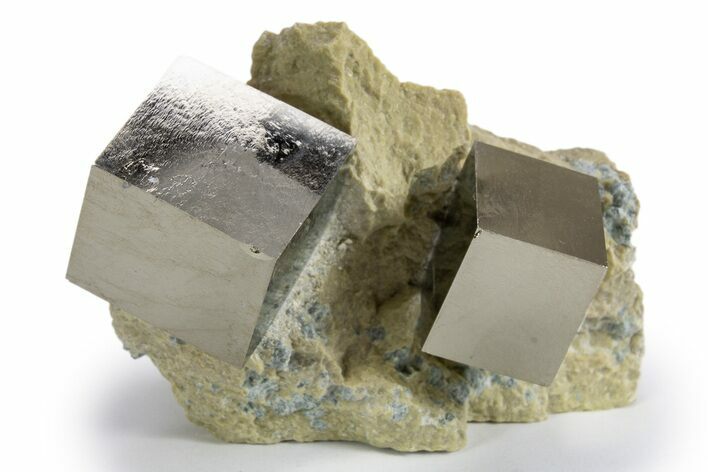 Two Natural Pyrite Cubes In Rock - Navajun, Spain #325005